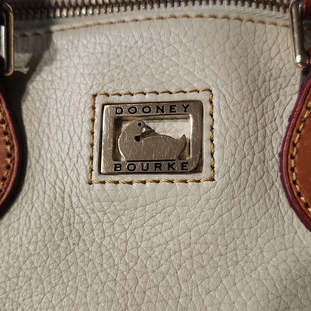 Dooney & Bourke Dillen Pebbled Leather Double Pocket Satchel Cream